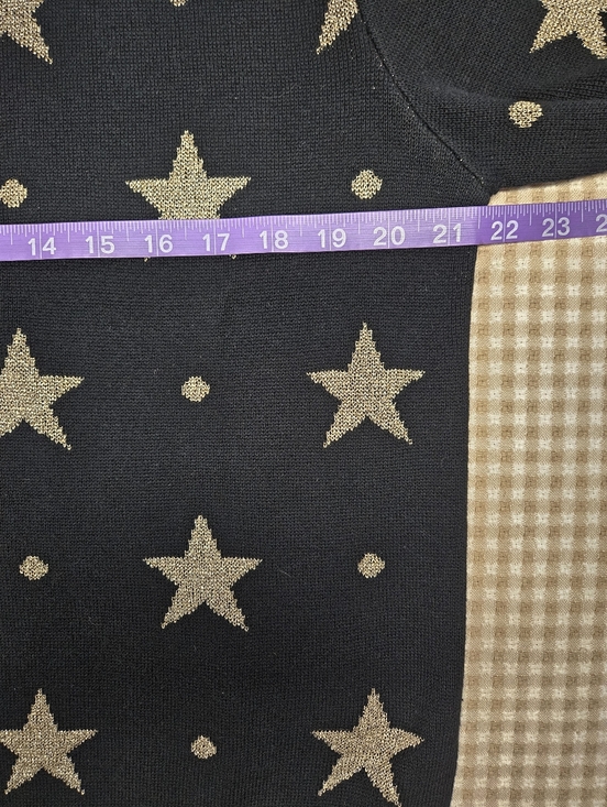 First Issue Chic Celestial Star Black Metallic Gold Button Front Knit Cardigan - Picture 9 of 11